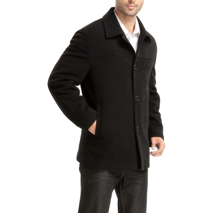 Men Matthew Wool Blend Single Breasted Walking Car Coat (Also available in Big and Tall)