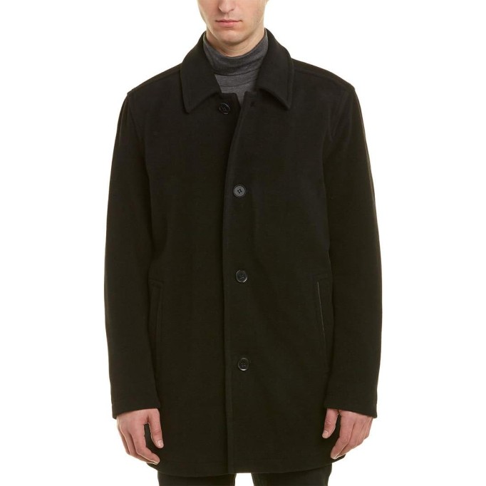 Mens Button Up Wool Plush Car Coat