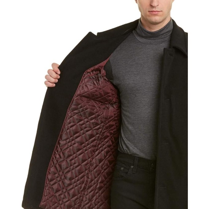 Mens Button Up Wool Plush Car Coat