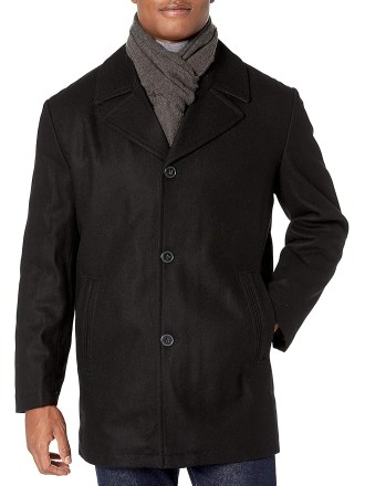 Men's Amity 34" Wool Blend Car Coat with Scarf