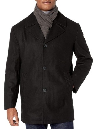 Men's Amity 34" Wool Blend Car Coat with Scarf