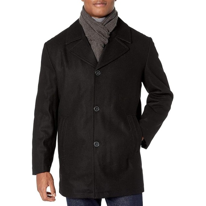 Men's Amity 34" Wool Blend Car Coat with Scarf