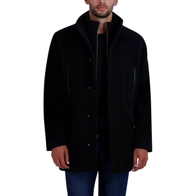 Mens Full Zip Wool Plush Car Coat