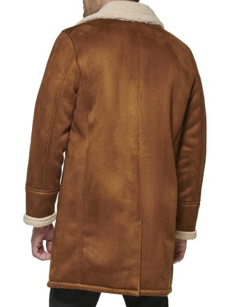 Mens Faux Shearling Midlength Overcoat