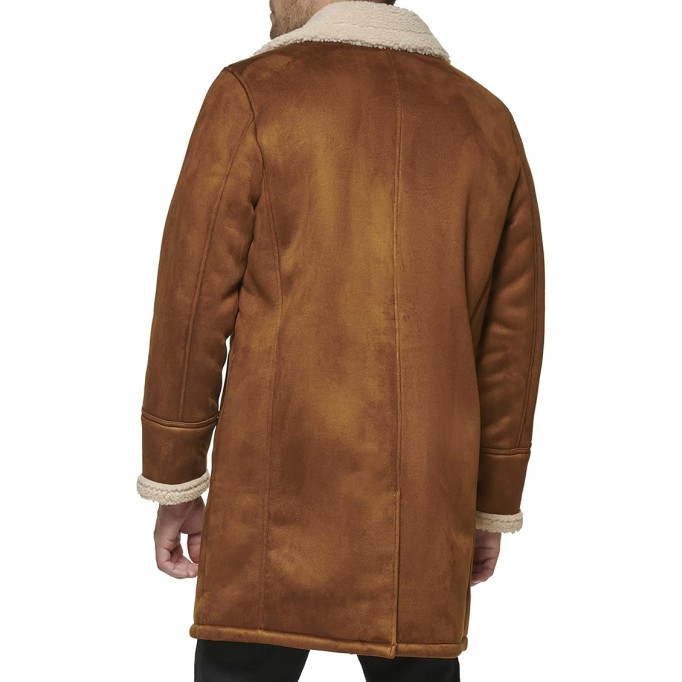 Mens Faux Shearling Midlength Overcoat
