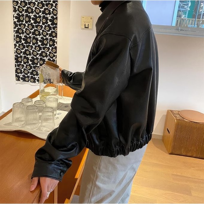 Men's Bomber Genuine Sheepskin Oversized Leather Jacket Classic Shirt Collar Loose Casual Winter Cool Designer Lightweight