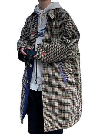 Top Oversized Reversible Trench Coats For Men Jackets Korean Loose Casual Windbreaker Overcoat