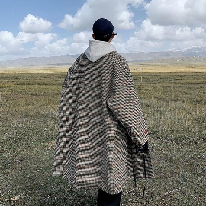 Top Oversized Reversible Trench Coats For Men Jackets Korean Loose Casual Windbreaker Overcoat