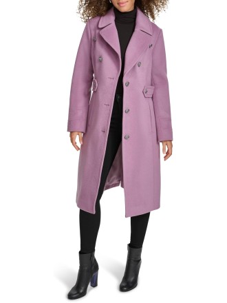 Womens Military Wool Blend Overcoat