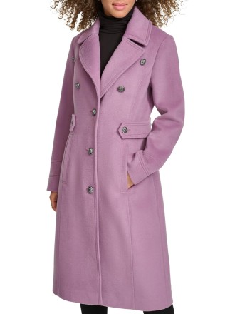 Womens Military Wool Blend Overcoat