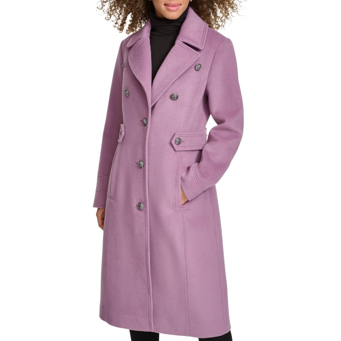 Womens Military Wool Blend Overcoat