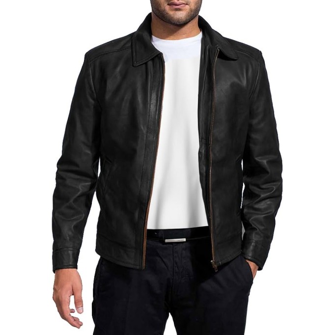 Mens Leather Jacket - Real Lambskin Classic Vintage Style Leather Jackets For Men Brown Leather Jacket for Mens