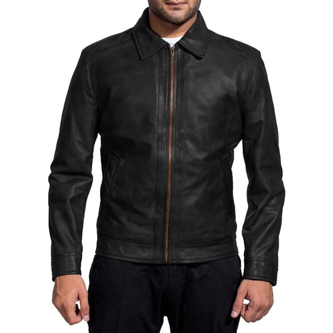 Mens Leather Jacket - Real Lambskin Classic Vintage Style Leather Jackets For Men Brown Leather Jacket for Mens
