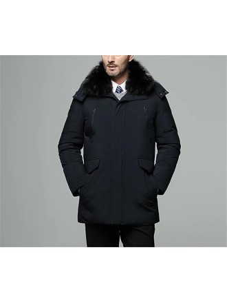 Men's Winter Warm Jacket Thick Casual Hooded Down Windbreaker Coat Oversized Black Parkas