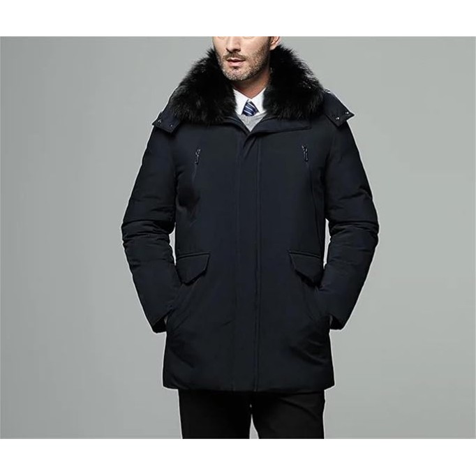 Men's Winter Warm Jacket Thick Casual Hooded Down Windbreaker Coat Oversized Black Parkas