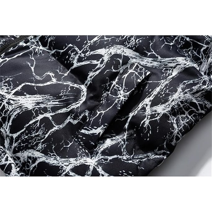 Men Print Down Jacket Coat Stand Collar Couple Oversized Zipper Warm Hip Hop Casual Jackets