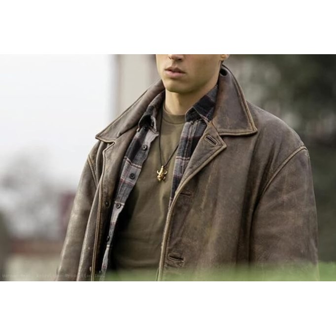 Men's 3/4 Mid Length Genuine Leather Trench Coat - Dean Winchester Vintage Leather Blazer Jacket Car Coat