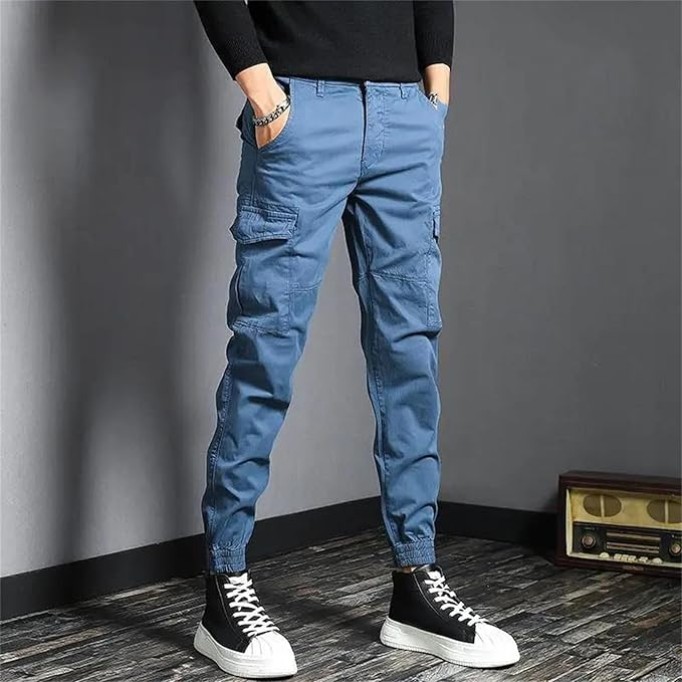 Men's Outdoor Sports Workwear Jeans Wear-Resistant Harem-Style Jeans Slim Multi-Pocket Fashion Casual Pants