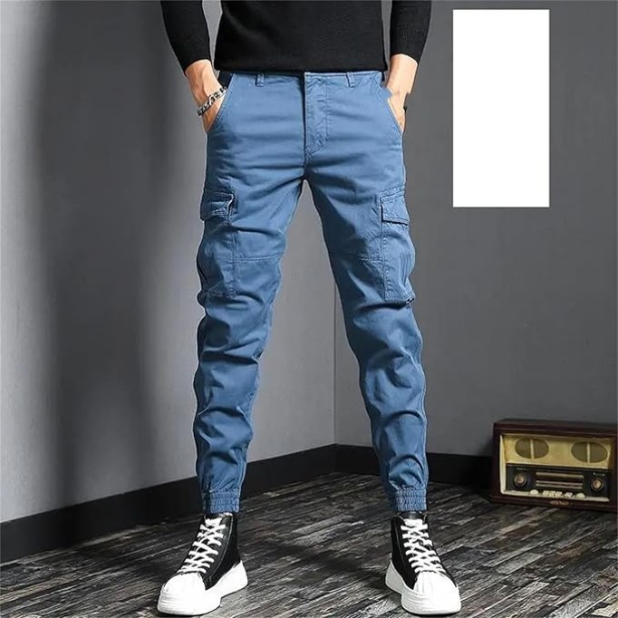 Men's Outdoor Sports Workwear Jeans Wear-Resistant Harem-Style Jeans Slim Multi-Pocket Fashion Casual Pants