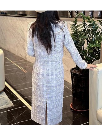 Women's Fashion Two Piece Set Tweed Jacket Coat + Skirt Set Fall Winter 2 Piece Outfits