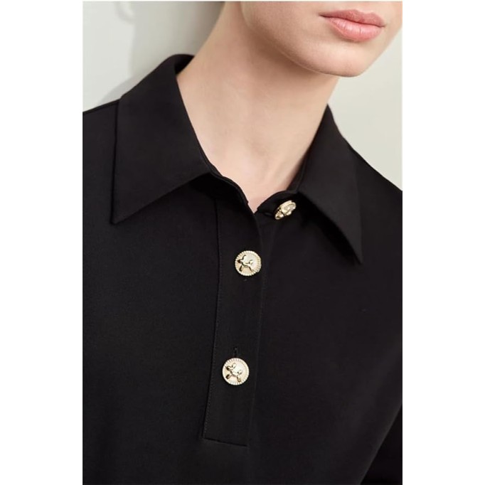 Women's Lapel Half Cardigan Dresses Irregular Hem Tunic Waist Long Elegant Office Dress