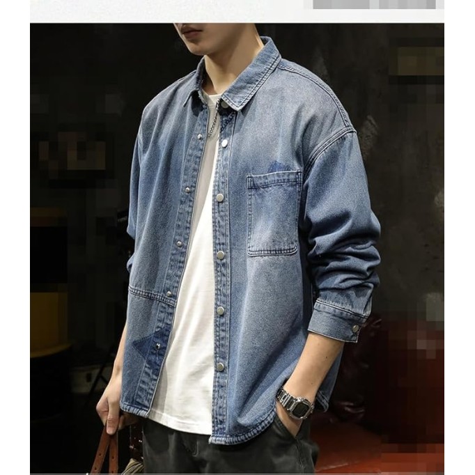 Men's Relaxed Fit Heavyweight Denim Jacket Workwear Spring Casual Coat