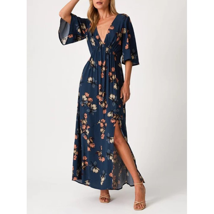 2023 Women's V-neck printed dress
