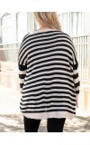 Black and white striped knitted cardigan
