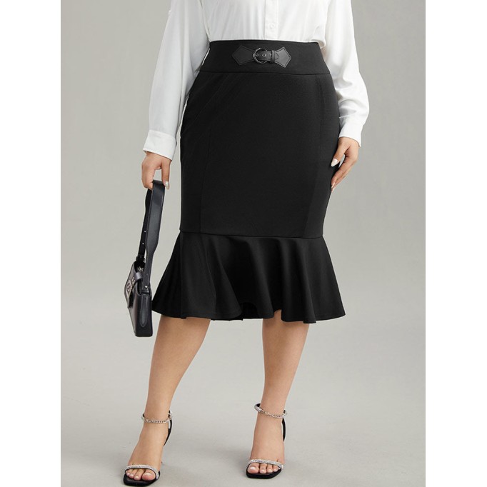 Black fishtail skirt half skirt