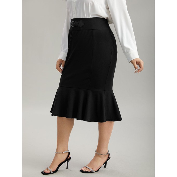 Black fishtail skirt half skirt