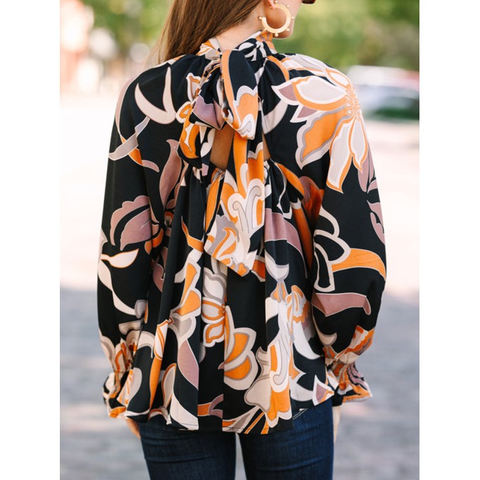 Black Floral Abstract Blouse