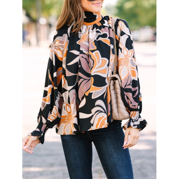 Black Floral Abstract Blouse