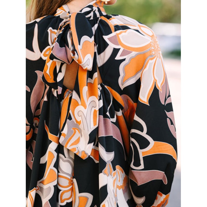 Black Floral Abstract Blouse