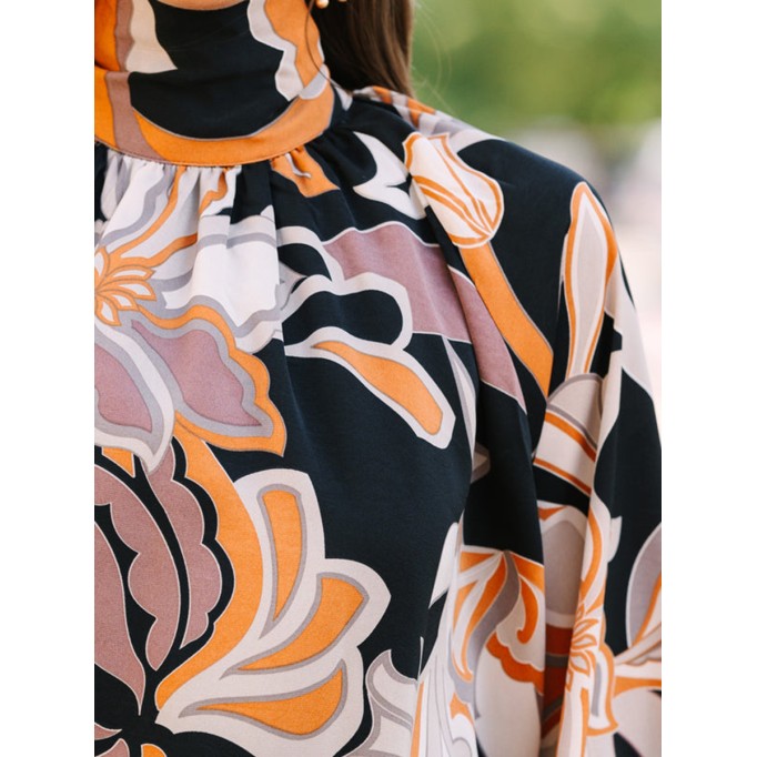 Black Floral Abstract Blouse