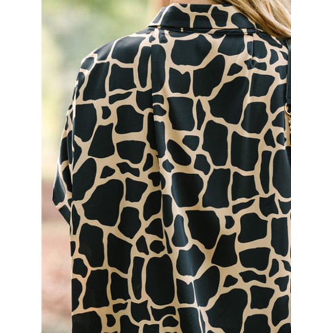 Black Giraffe Print Blouse