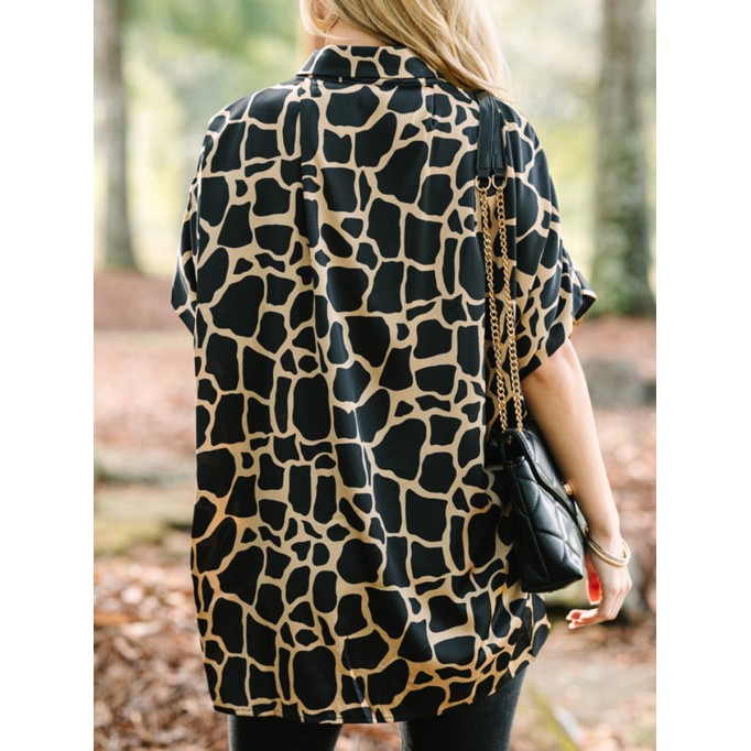 Black Giraffe Print Blouse