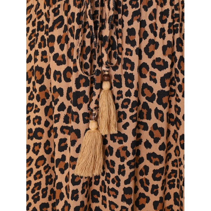 Bohemian high-waisted leopard print split half skirt