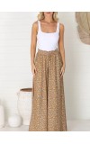 Boho high-waisted floral print trousers