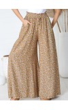 Boho high-waisted floral print trousers