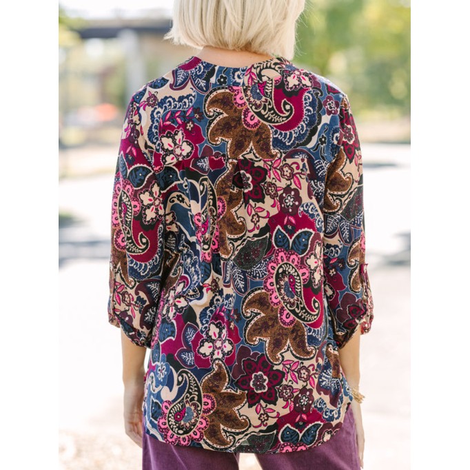 Wine Red Paisley Blouse