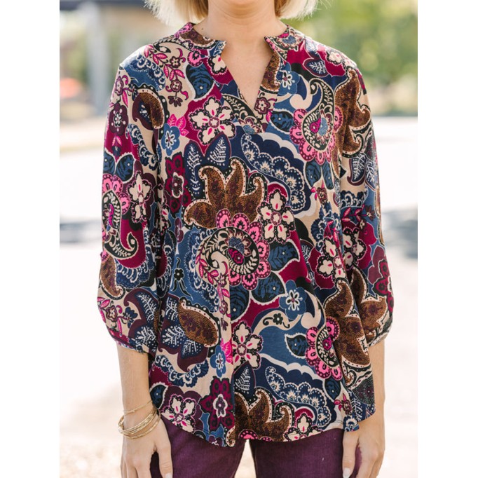 Wine Red Paisley Blouse