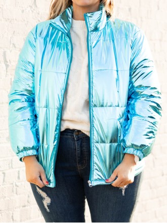 Bright blue down jacket jacket jacket