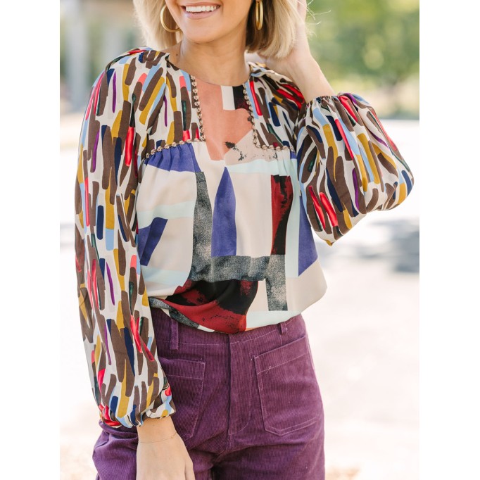 Brown Abstract Blouse