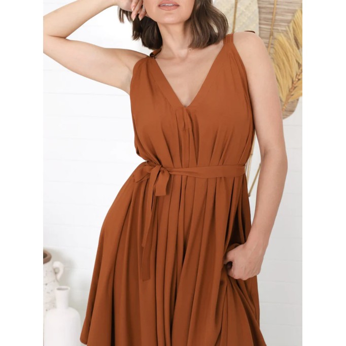 Brown Bohemian broadleg vacation jumpsuit
