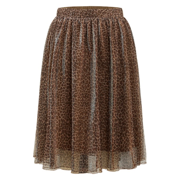 Brown half skirt leopard print