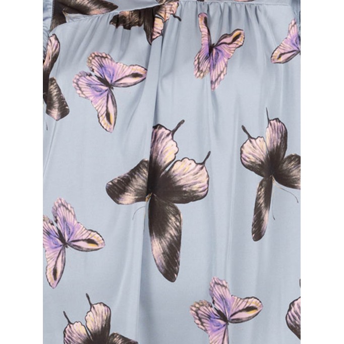 Butterfly printed layered ruffled short sleeved shirt