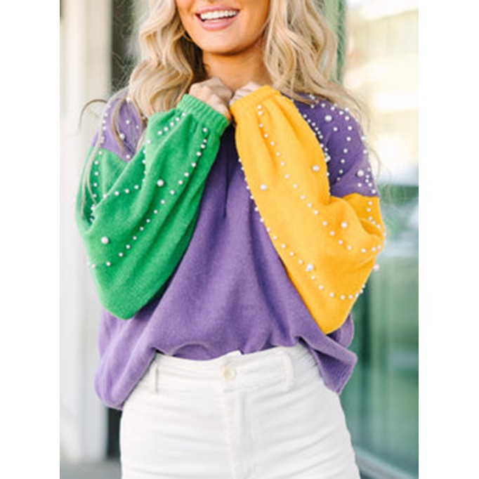 Purple Embellished Sweater