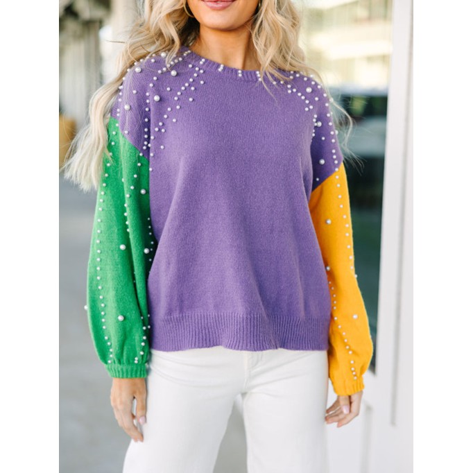 Purple Embellished Sweater