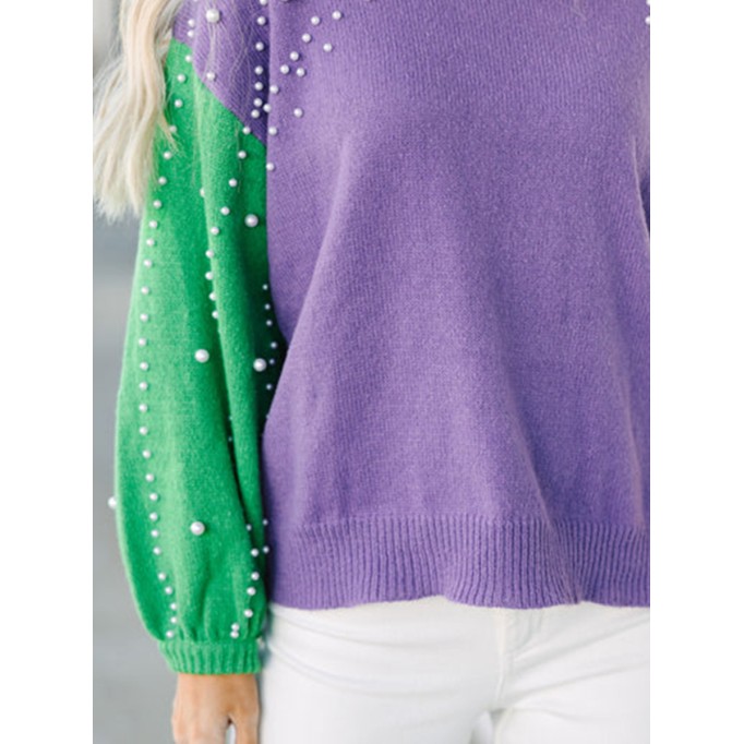 Purple Embellished Sweater