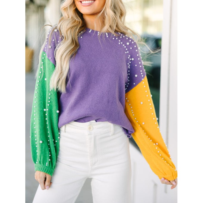 Purple Embellished Sweater